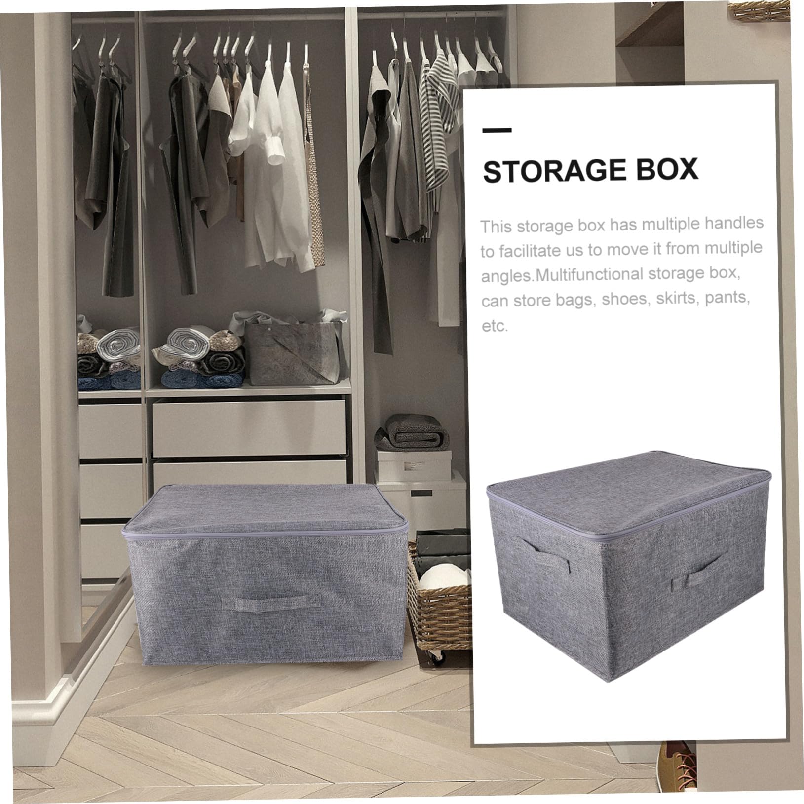 UKCOCO Caja Para Guardar Ropa Ropa De Tela Duradera Contenedor De Almacenamiento Con Tapa De Cremallera Organizador De Almacenamiento De Gran Capacidad Usos Domésticos