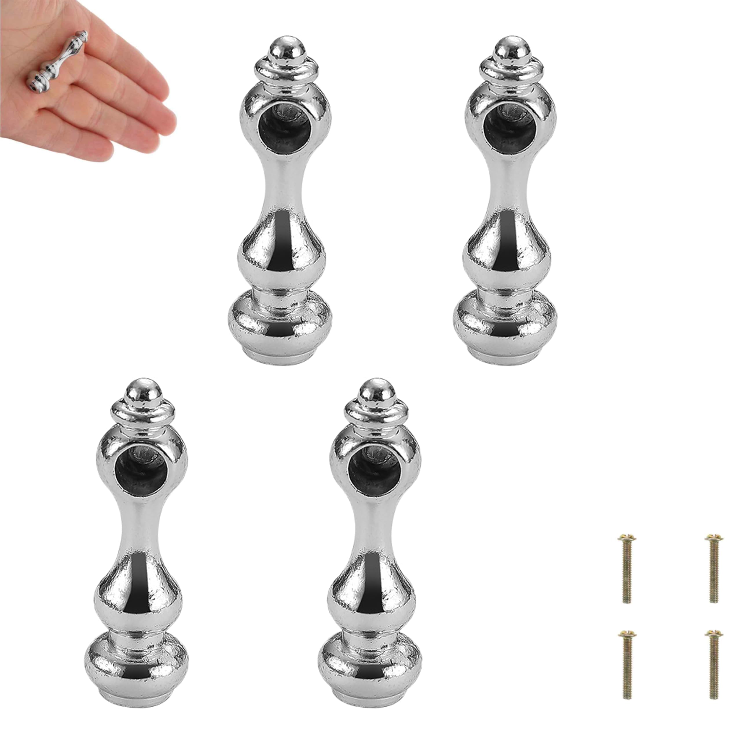 4 Pack Metal Shelf Rail Connectors Glass Railing Posts for Gallery Shelves and Cabinets (Silver Half Connection)