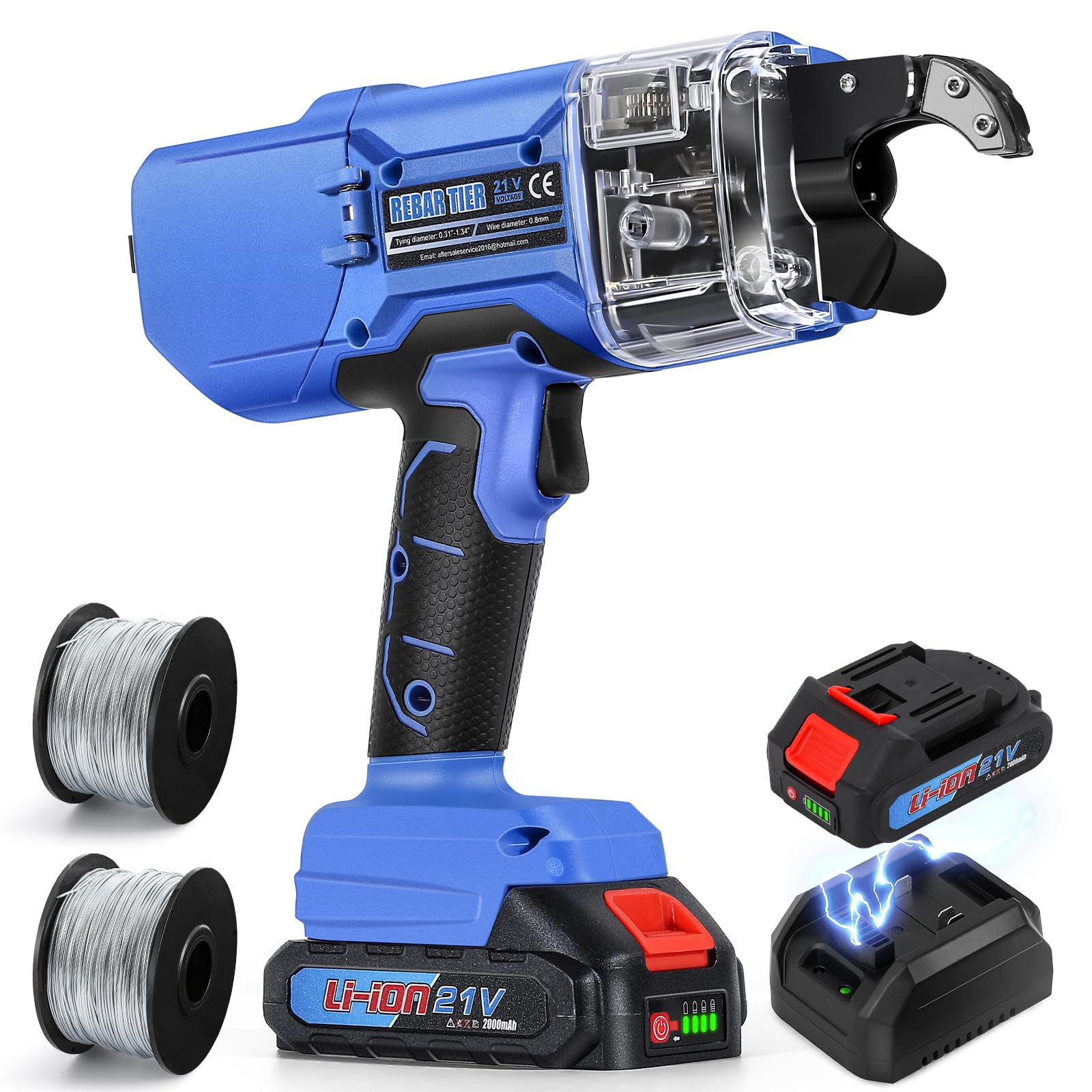 NEWTRY 20 V - Legatrice per ferraglia automatica per barre in acciaio da 0,3 a 1,33 pollici (7 ~ 34 mm), con 2 pezzi. 2.0 Ah Batteria e Caricabatterie