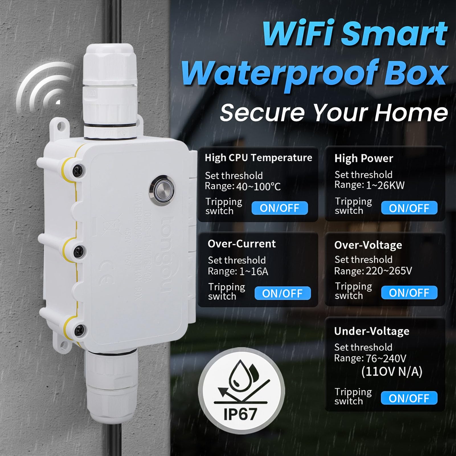 Minuterie WiFi Extérieure, Boîtier étanche IP67, Calendrier de Télécommande pour la Décoration de L'allée Lumineuse du Jardin, Compatible avec L'application Smart Life