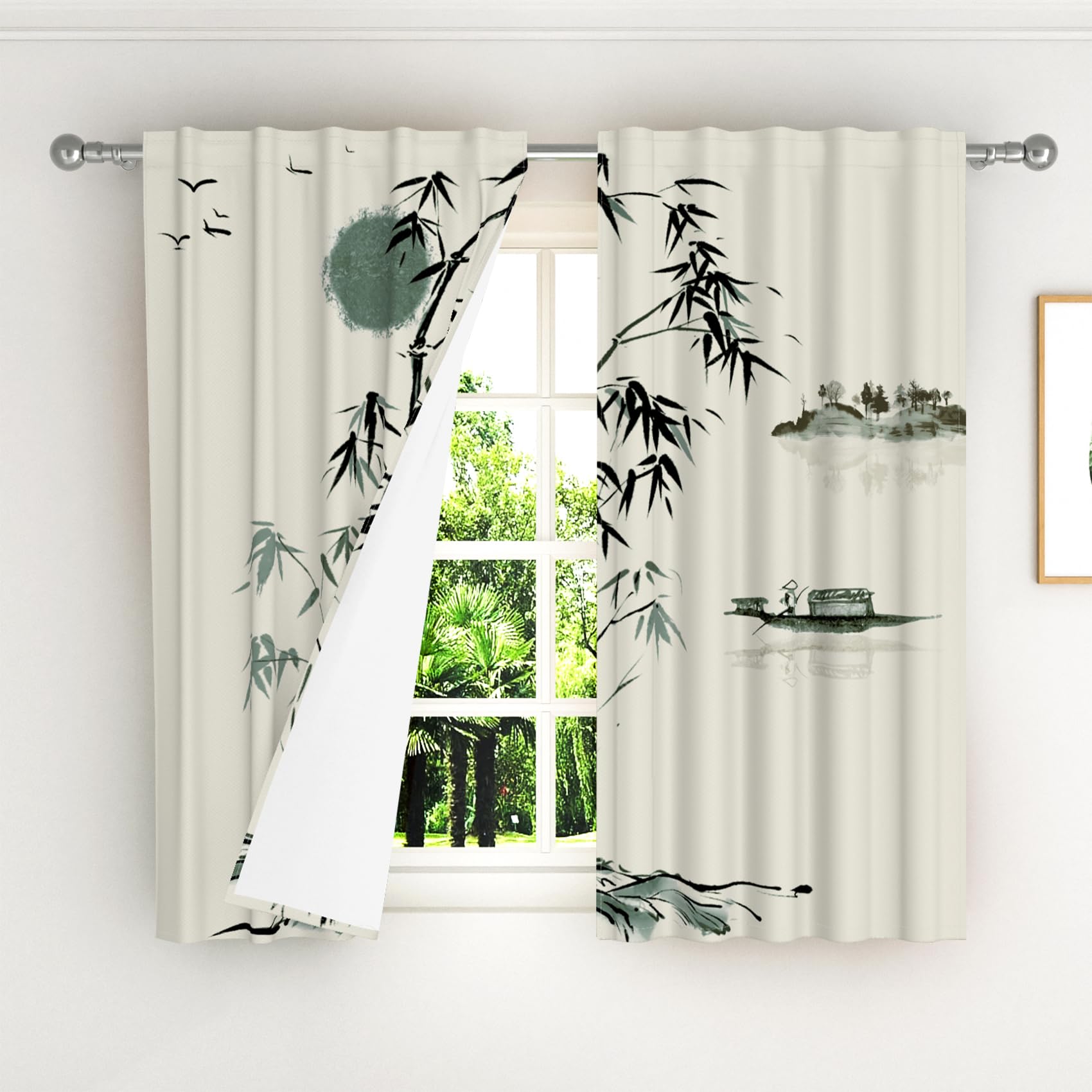 Kzzfqxb 107x160cm 2 Panels Chinese Painting Curtains - Image 3
