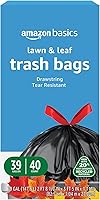 Amazon Basics 39 Gallon Heavy Duty Lawn & Leaf Drawstring Trash Bags, 20% Recycled, 40 Pack Black