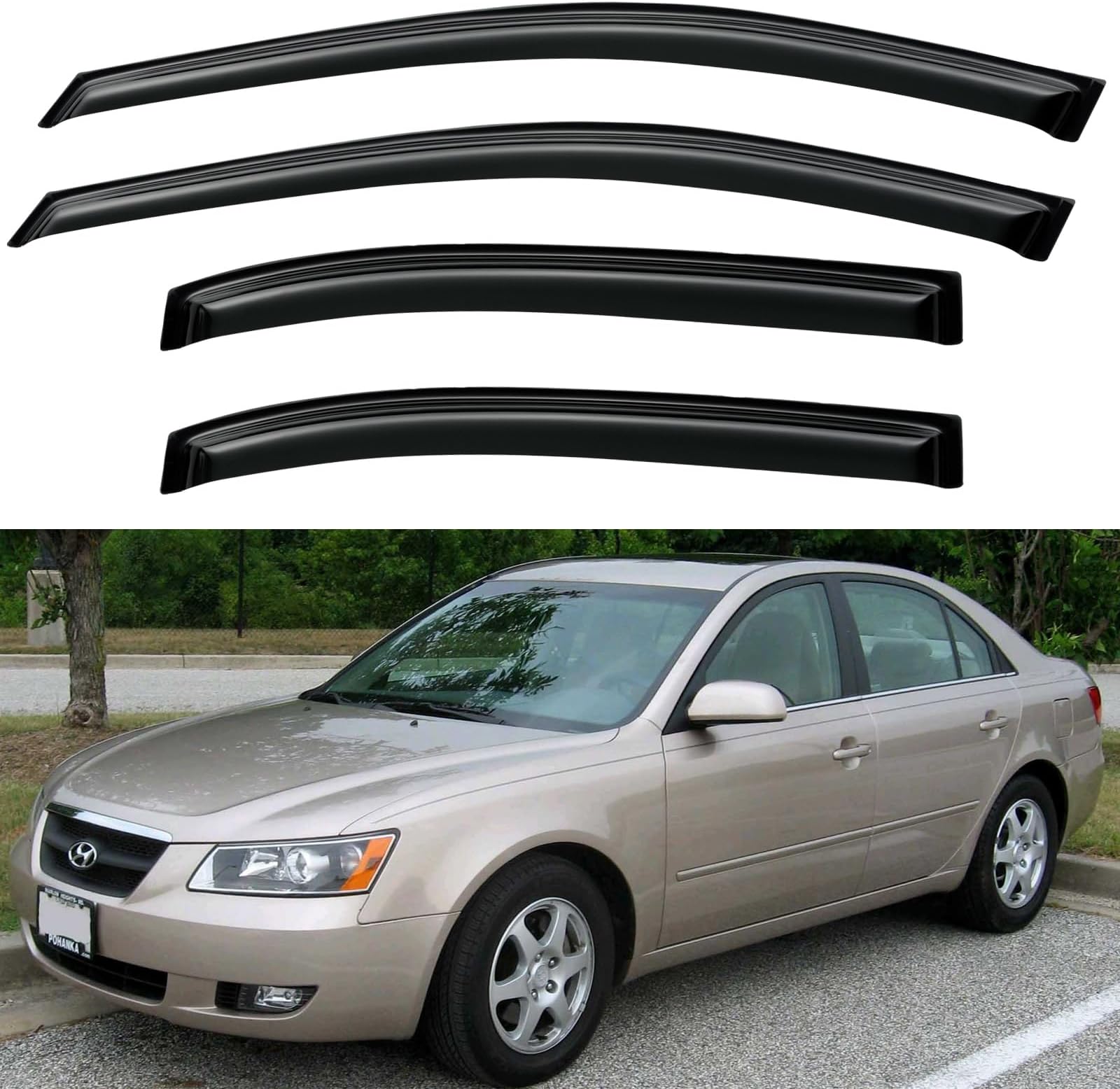 Window Visors Rain Guards Shield for 2005-2010 Hyundai Sonata, Tape-on Window Wind Deflectors Vent Shades for 05-10 Sonata