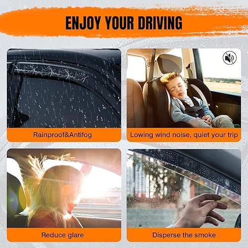 Miniatura 4 de Deflectores de visera de ventana con cinta compatibles con Chevy C y K Reg Cab Pickup 1988-1998, protectores de lluvia de ventana teñidos de humo de