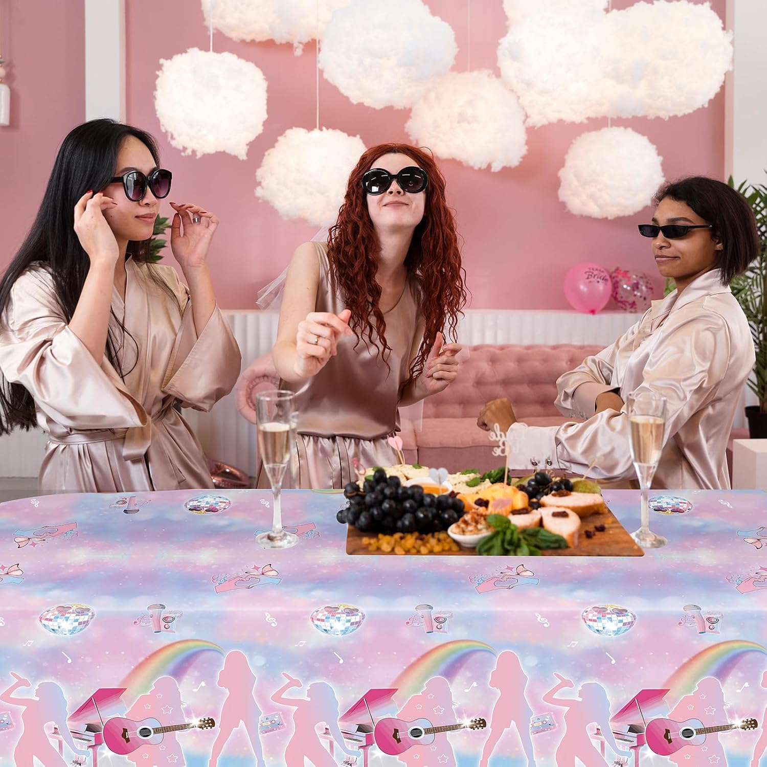 Avezano 6 pcs Music Birthday Tablecloths Popular Music Birthday Table Cover Pastel B-Day Party Decorations Singer Fans Plastic Rectangle Tablecloth 108 x 54 inch