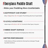 Vista 3 de Remo de kayak con eje de fibra de vidrio y hoja de nailon reforzado, remos de kayak ajustables, 3 piezas, 90.6-98.4 in/90-98 pulgadas, 82.7-90.6