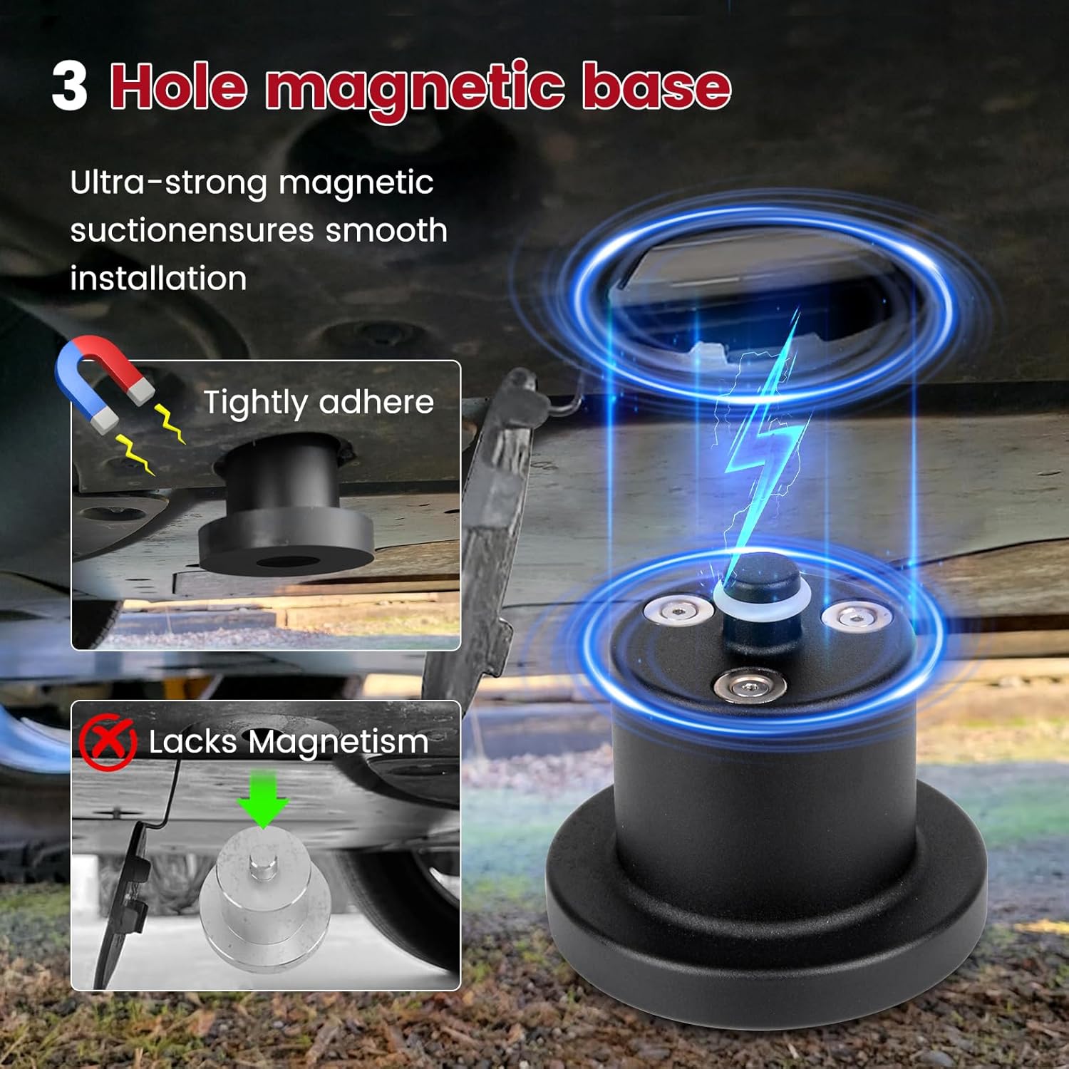 4 Pack Jack Pucks with Storage Case,Heavy Duty Floor Jack Lifting Jack Pad Lift Point Adapter Compatible with Rivian R1T R1S Accessories(Black,Magnetic Base Design)