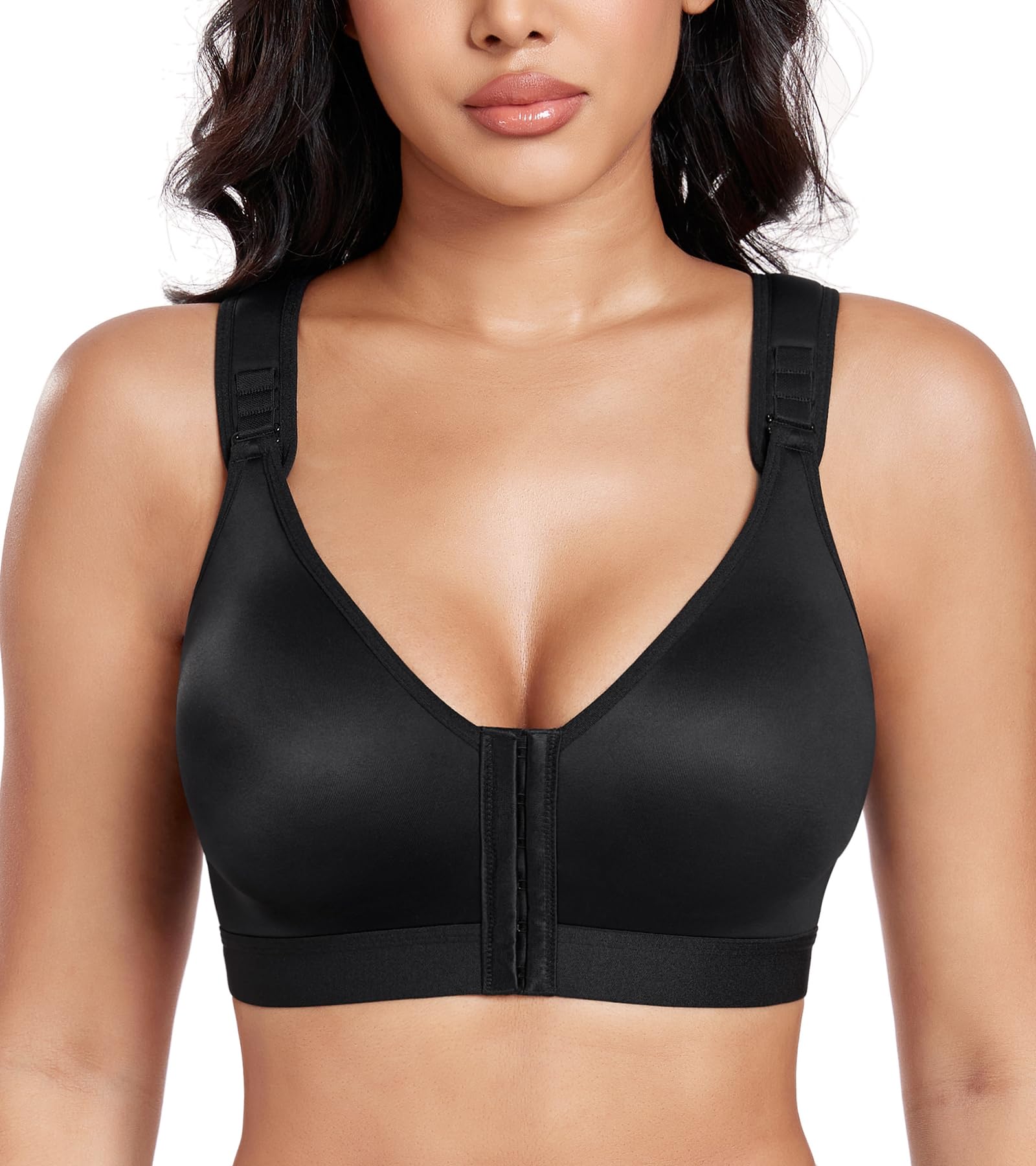 Lemorosy Women's Post Surgery Bra Front Closure Adjustable Straps Wireless Comfort Sport Brassiere
