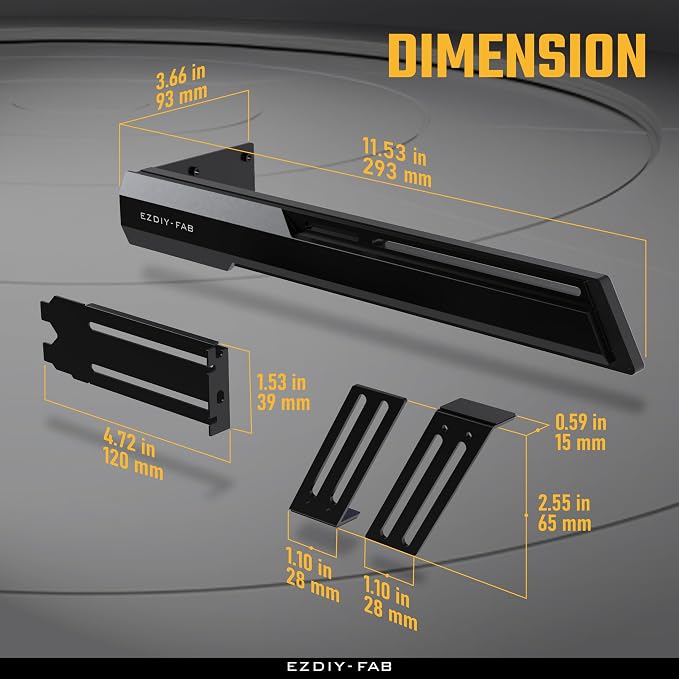 Soporte para GPU EZDIY-FAB ajustable de metal negro miniatura 3
