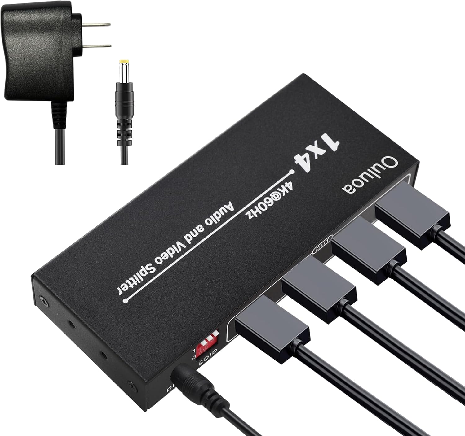 HDMI Splitter 1 in 4 Out ，hdmi Splitter 4k@60Hz with hdcp 2.2 Bypass，EDID Management, ESD Protection, HDR, 3D Support for PS5, Xbox, Fire Stick, Blu-Ray Player, PC, Monitor(1 Source onto 4 Displays)