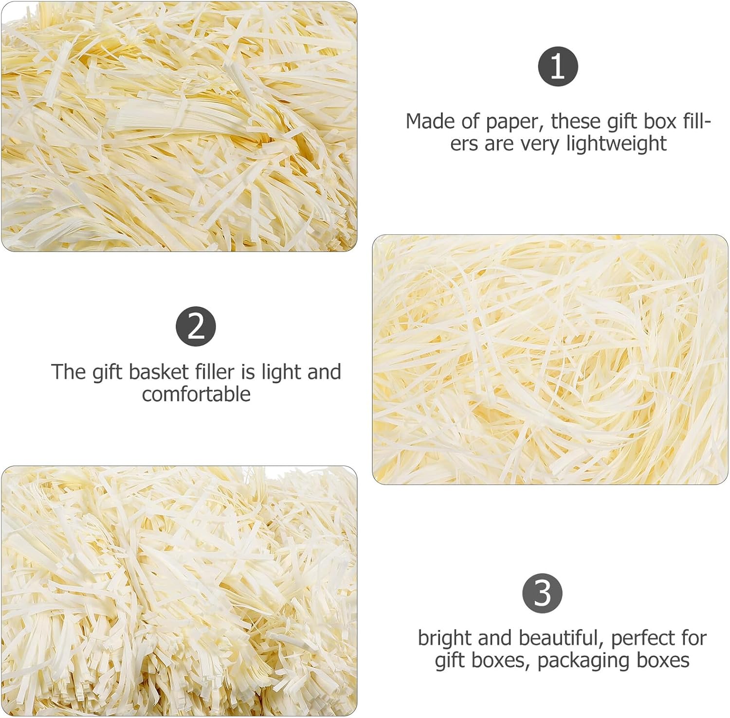 MAGICLULU Shredded Tissue Paper Box Stuffing 500g Pack Cream White Crinkle Paper Filler for Boxes Basket Filling DIY Party Decoration Wrapping Supplies