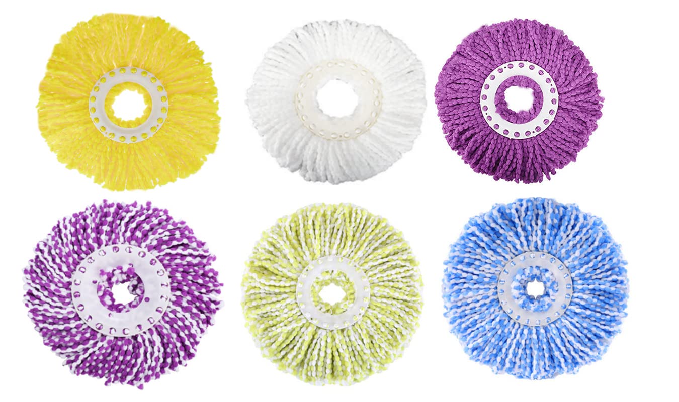 Hovico Confezione Da 6 Teste Di Mocio Colorate Compatibili Con Hurricane A 360°, Testa Di Mocio In Microfibra, Adatta A Teste Di Mocio Rotonde Standard Da 15,5 Cm In Microfibra-image