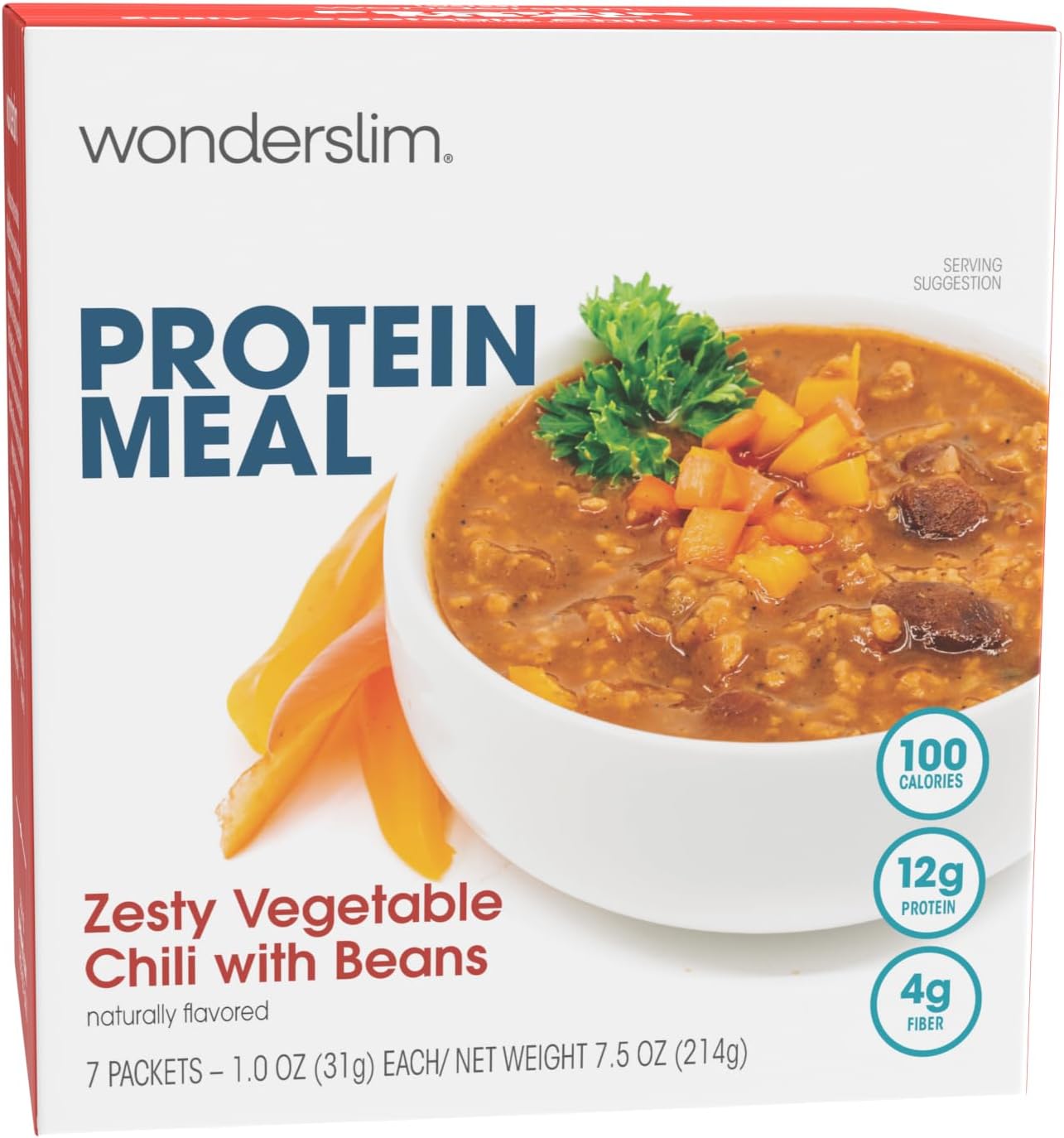 Protein Meal, Zesty Vegetable Chili w/Beans, 12g Protein, 4g Fiber, Gluten Free (7ct)