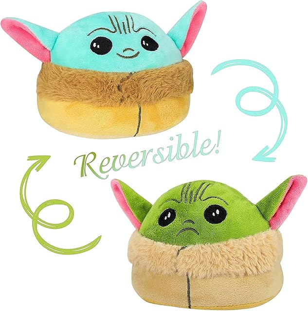EIDANZ Reversible Baby Yoda teddy Plush Toy Cute yoda Mood Toy like the famous Tiktok octopus plushie for Kids Toy Gift Double Sided Flip Reversable Grogu baby yoda Plushie, Blue, green, 15cm