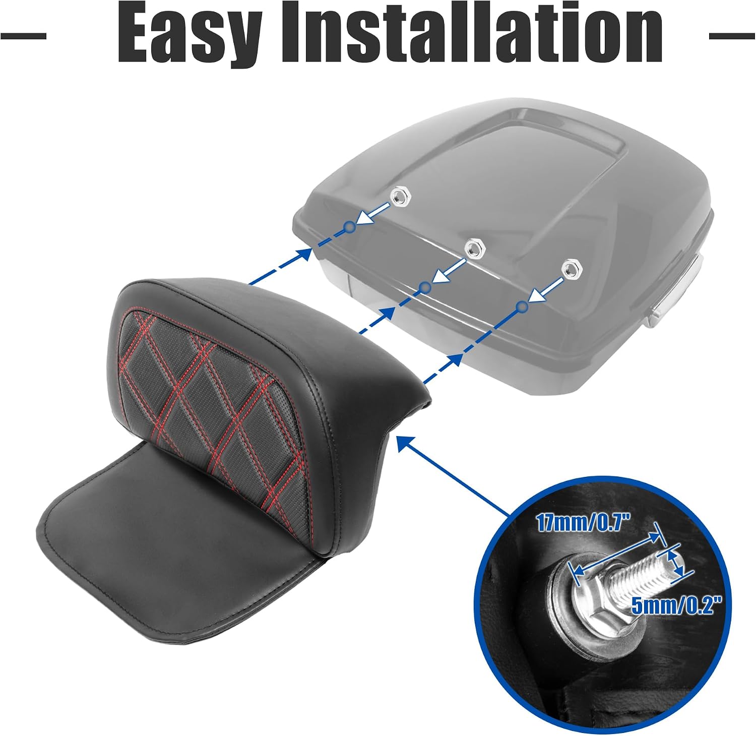 Chopped Razor Tour Pack Backrest Pad Fit for Harley Street Glide FLHX Road Glide FLTRX Road King FLHR Electra Glide FLHT Tri Glide 2014-2023 Touring Models, Red