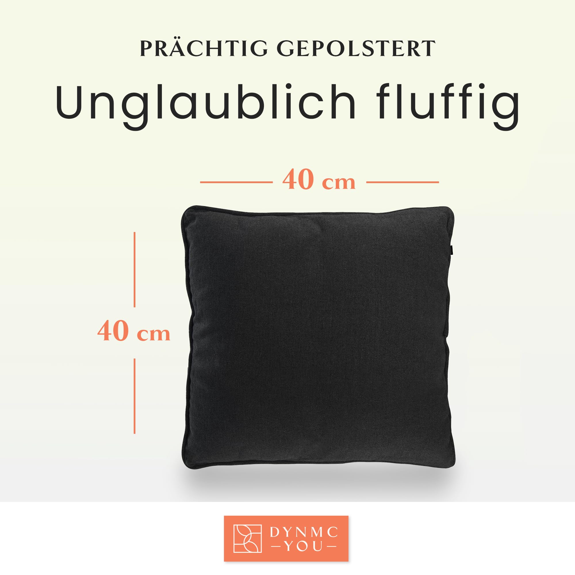Sofakissen 40x40 cm 2er Set – weiche, prall gefüllte Couchkissen mit Bezug | Weiche Dekokissen für Sofa & Couch · prall gefüllt inkl. Bezug · Wohn- & Schlafzimmer · Bezug waschbar · OEKO-TEX