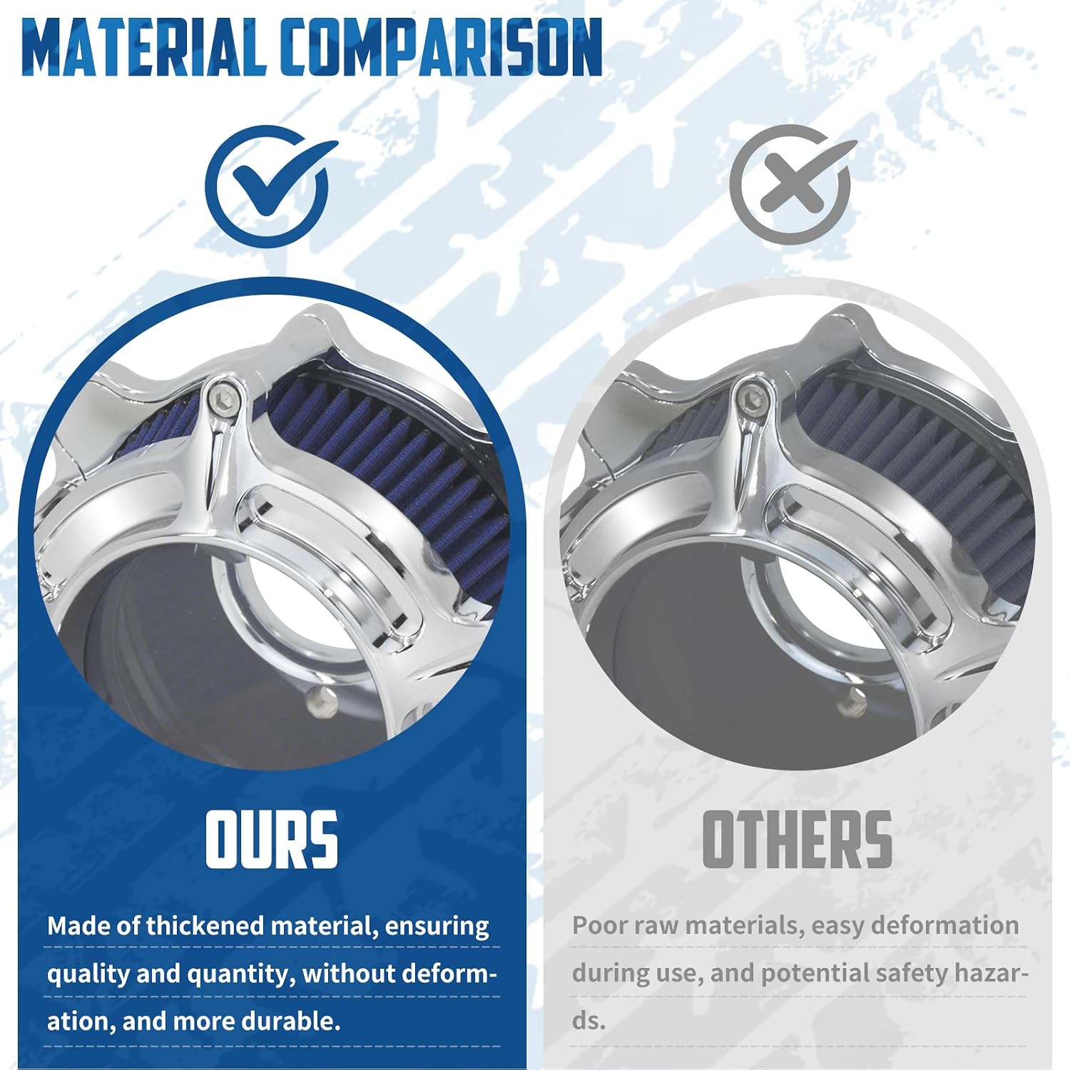 Air Filter Air Cleaner Intake Replacement Kit Fit for Harley FXDLS 2017 Softail 2016-2017 Touring and Trike 2008-2016 (Chrome Housing Blue Filter Element)
