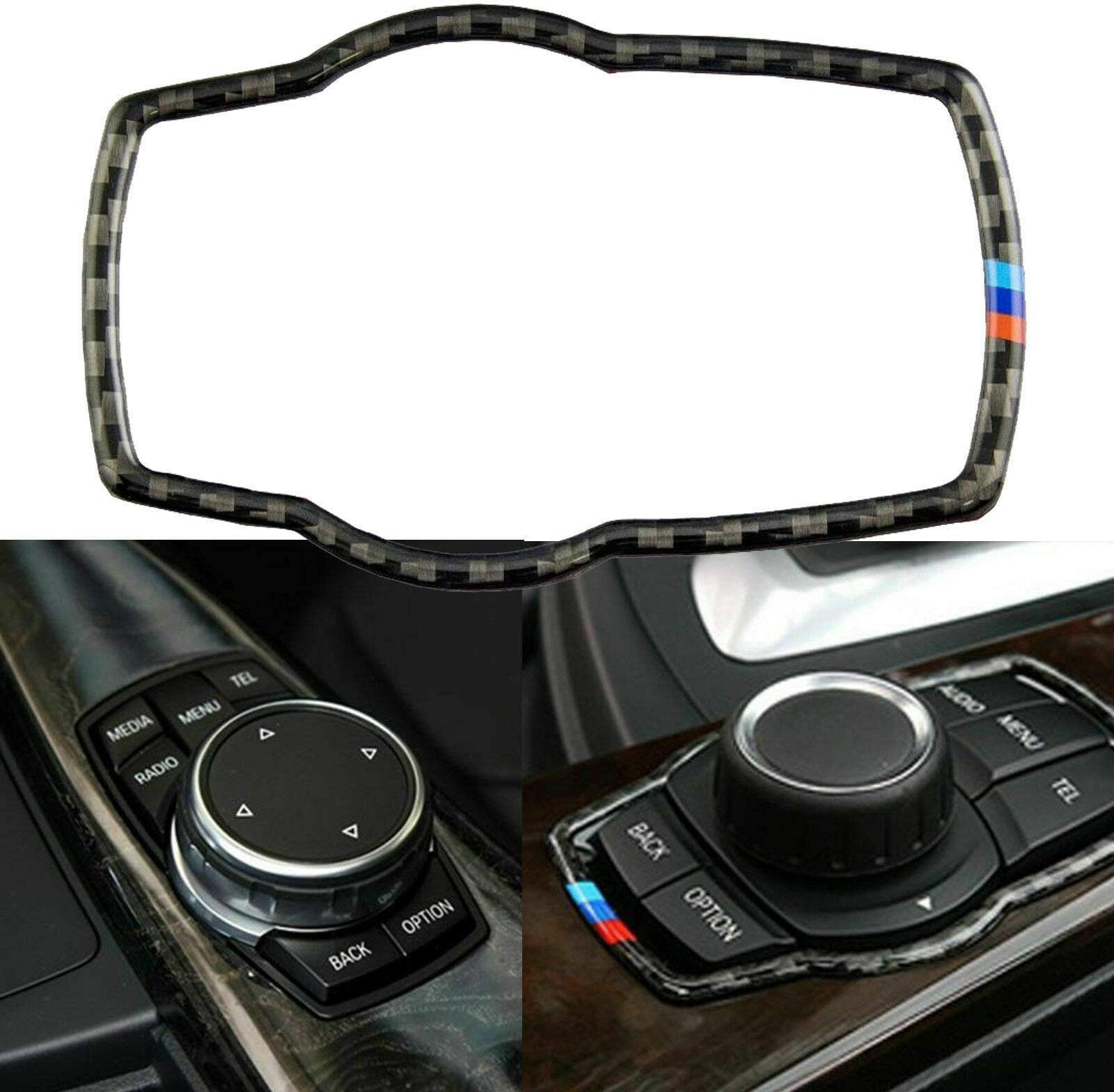 M Carbon Fiber Multi-Media Panel Sticker Interior Trim Compatible BMW 3 4 Series
