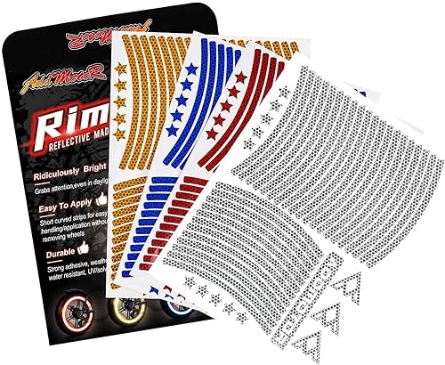 Vista 8 de Addmotor Calcomanías reflectantes para llanta de bicicleta, cinta reflectante 3M, cinta reflectante para decoración de bicicleta y motocicleta