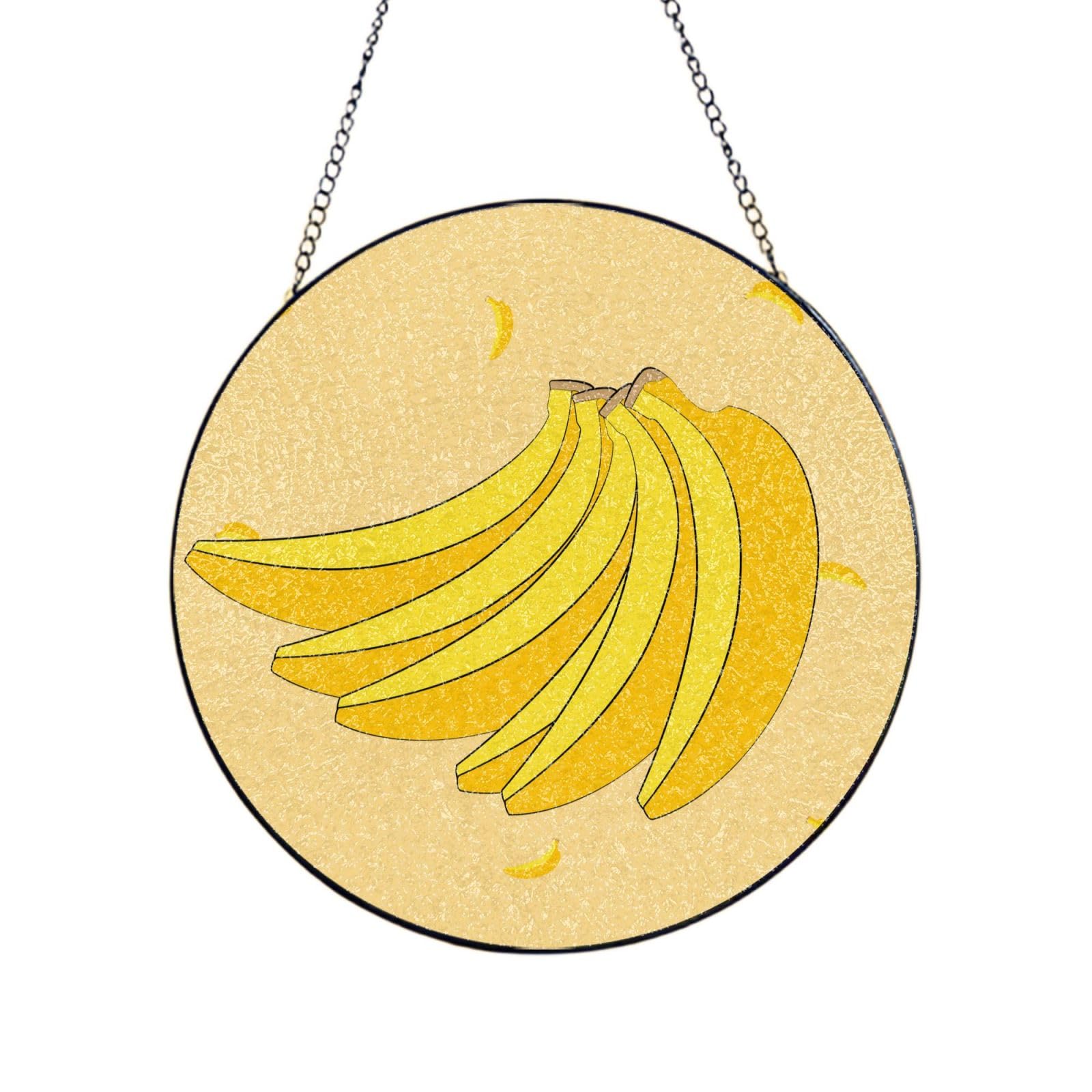 Phayah Cartoon Banana Print Glass Window Hanging Sun Catchers Suncatcher Decor For Birthday For Home Garden Porch 6in（15cm）