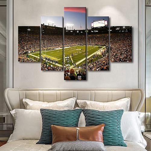 Vista 61 de Cuadros de estadios deportivos de fútbol americano de Minnesota, cuadros de vikingos, 5 paneles, lienzo para pared, arte de pared del estadio