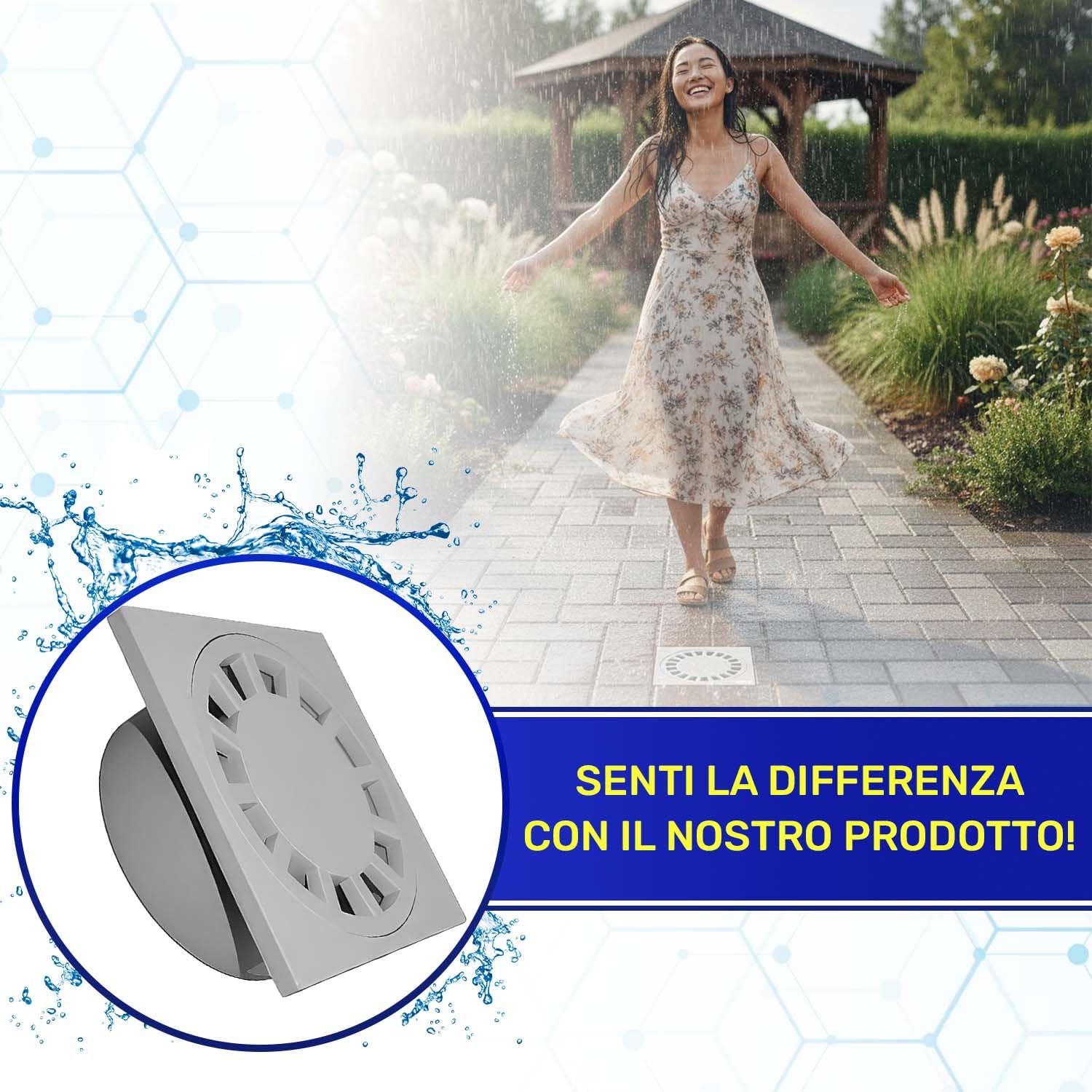 Chiusino Sifonato 150 x 150 mm con Uscita Verticale - Realizzato in Plastica - Garanzia di 10 Anni - MADE IN ITALY - MONTERAL