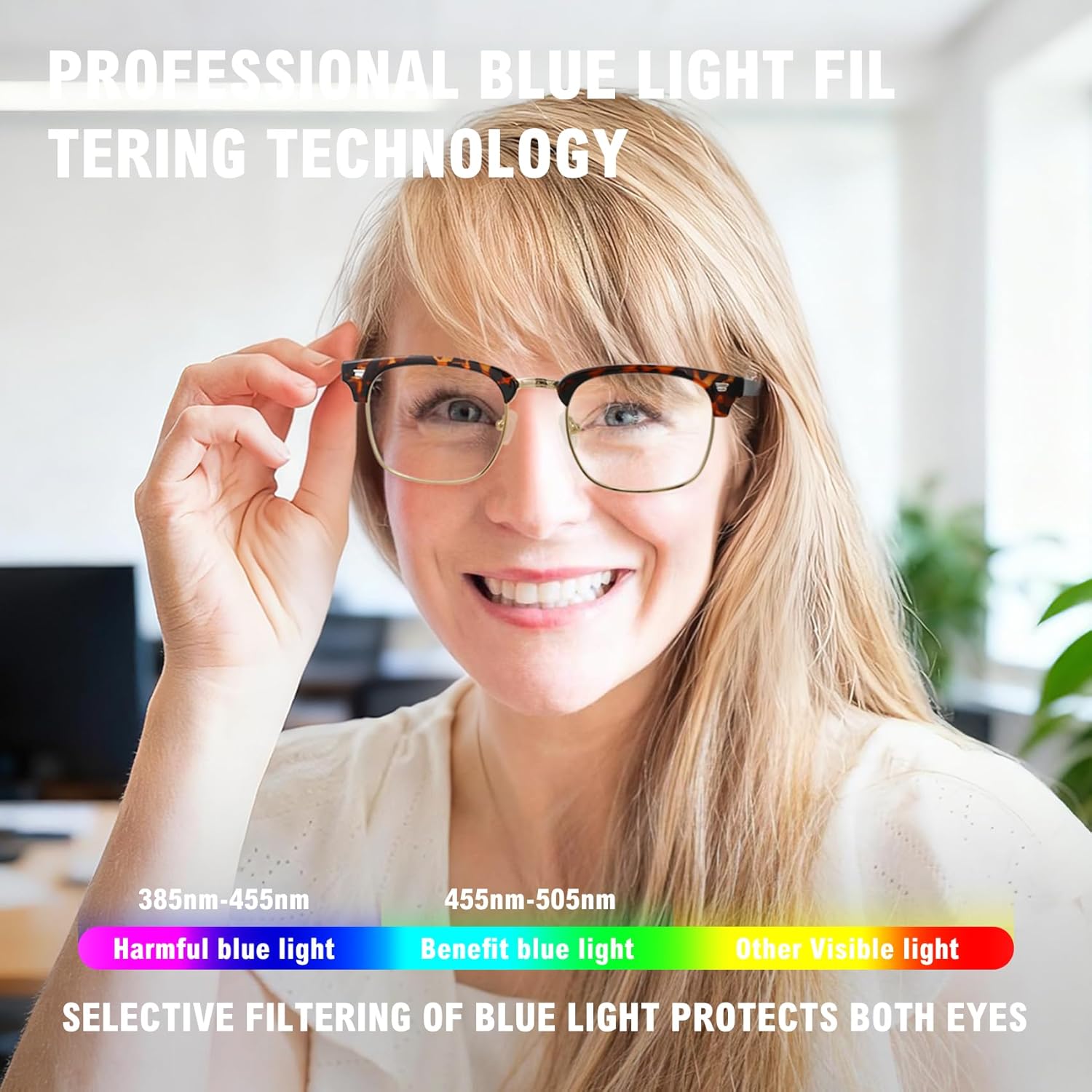 MEETSUN Blue Light Glasses Retro Half Frame Clear Lens - Anti-Eyestrain for Computer, Gaming & Phone Use | Women Men Fashion Bluelight Glasses(Tortoiseshell Frame+Clear Frame / 2 PACK) - Image 4