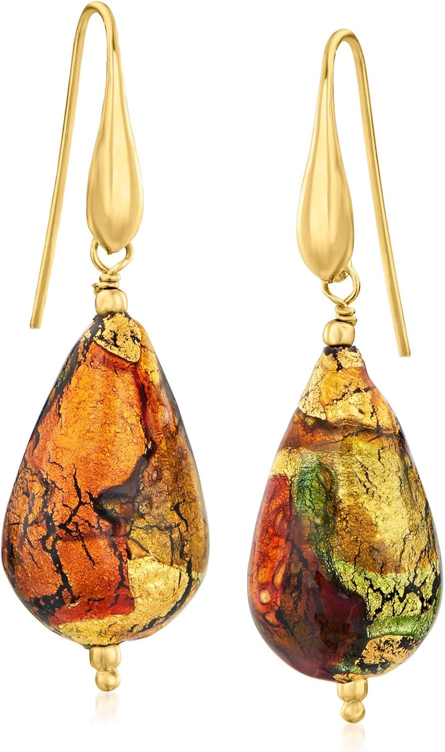 Ross-Simons Italian Multicolored Murano Glass Drop Earrings in 18kt Gold Over Sterling