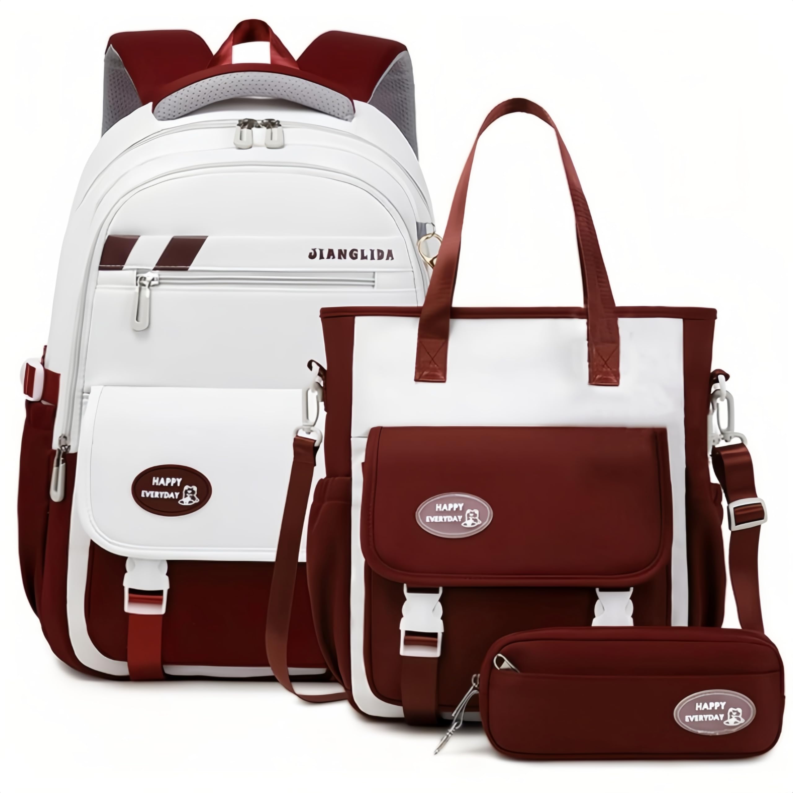 VIDOSCLA 3Pcs Teen Girls' Backpack Set Middle School Students Bookbag Outdoor Teen Boys Bookbag