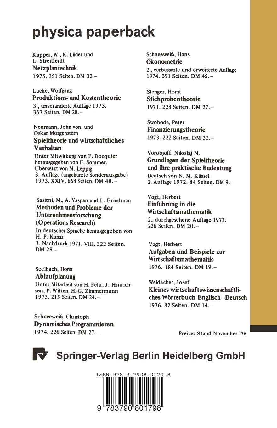 Kleines Wirtschaftswissenschaftliches Worterbuch Englisch-Deutsch (Physica-Paperback)