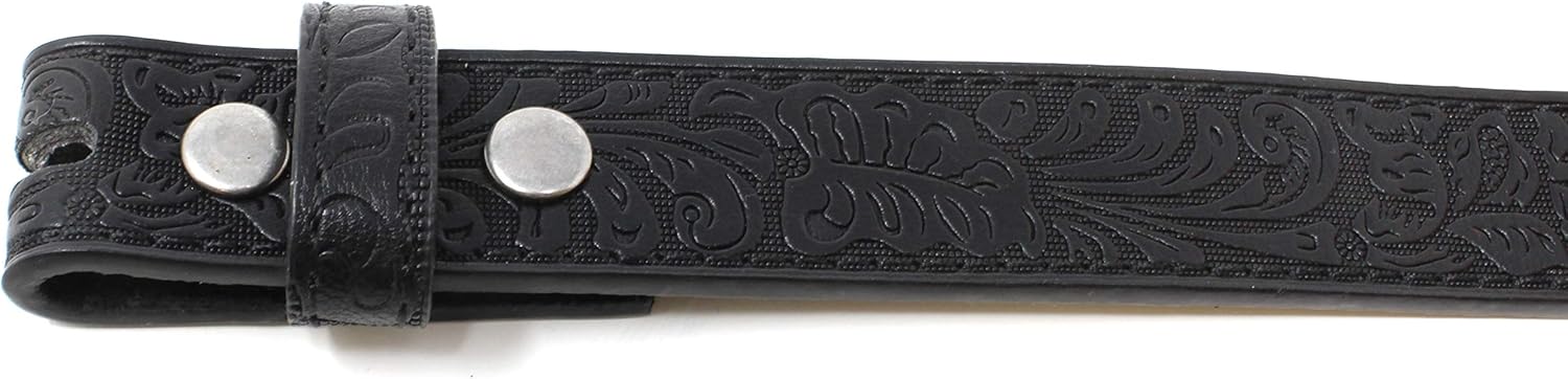 BC Belts Womens Thin Leather Belt Strap with Embossed Western Scrollwork 1" Wide with Snaps - Image 6