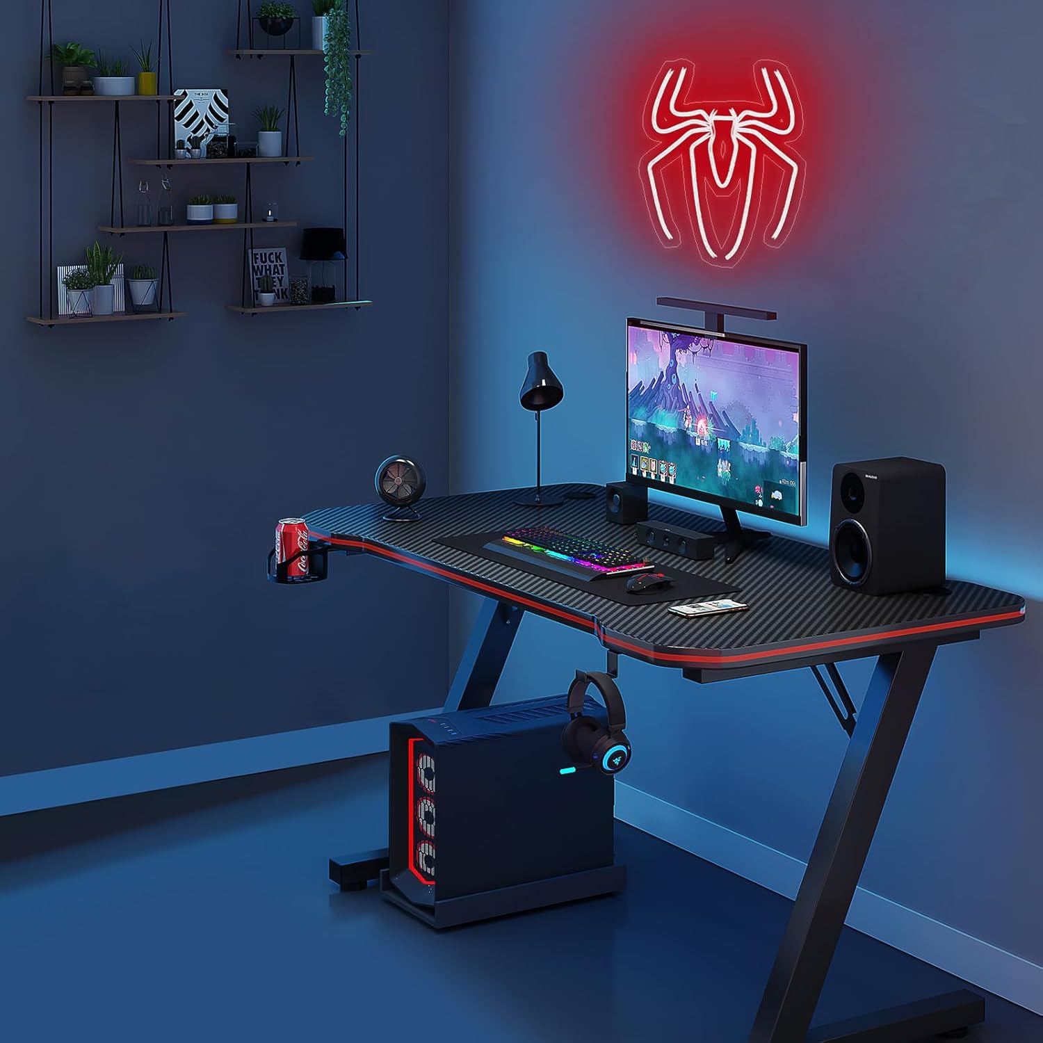Spider Neon Sign Lamp - 10 Level Dimmable Spider Wall Decor Night Light with USB Power for Boys Room, Bedroom, Gaming Room, Anime Neon Sign, Happy Birthday Gift for Kids and Boyfriend