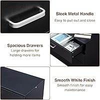 Vista 4 de Karl home Cómoda de 3 cajones, Cómoda de almacenamiento moderna, Mesa de cabecera Mesa de noche de madera para dormitorio, sala de estar (Negro)