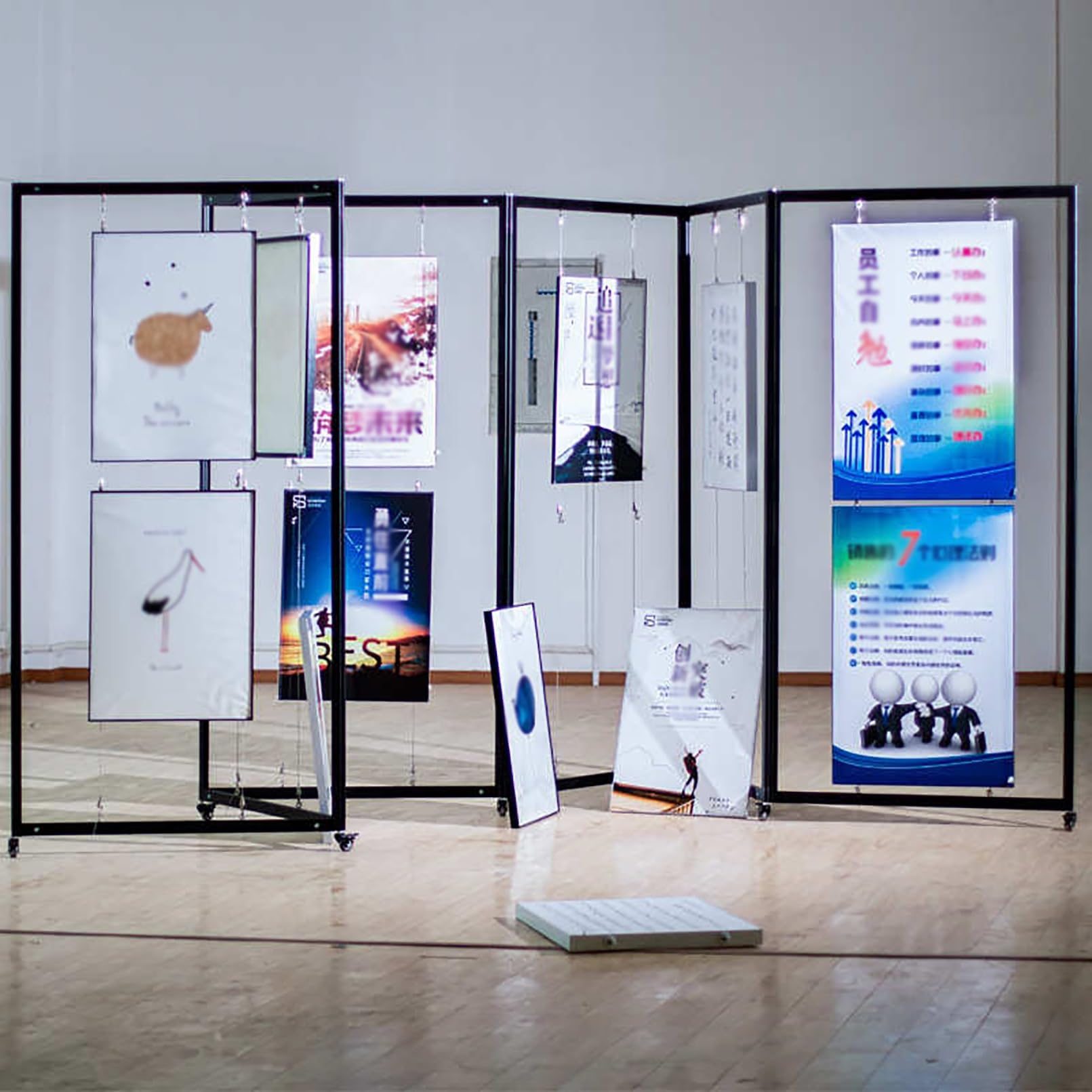 Wolnostojące ekspozycje na wystawy malarskie i graficzne, przenośny składany stojak, panel wystawowy na targi komercyjne, do kaligrafii, malarstwa (8 sztuk, 120 x 250 cm/47,2 x 98,4 cala)