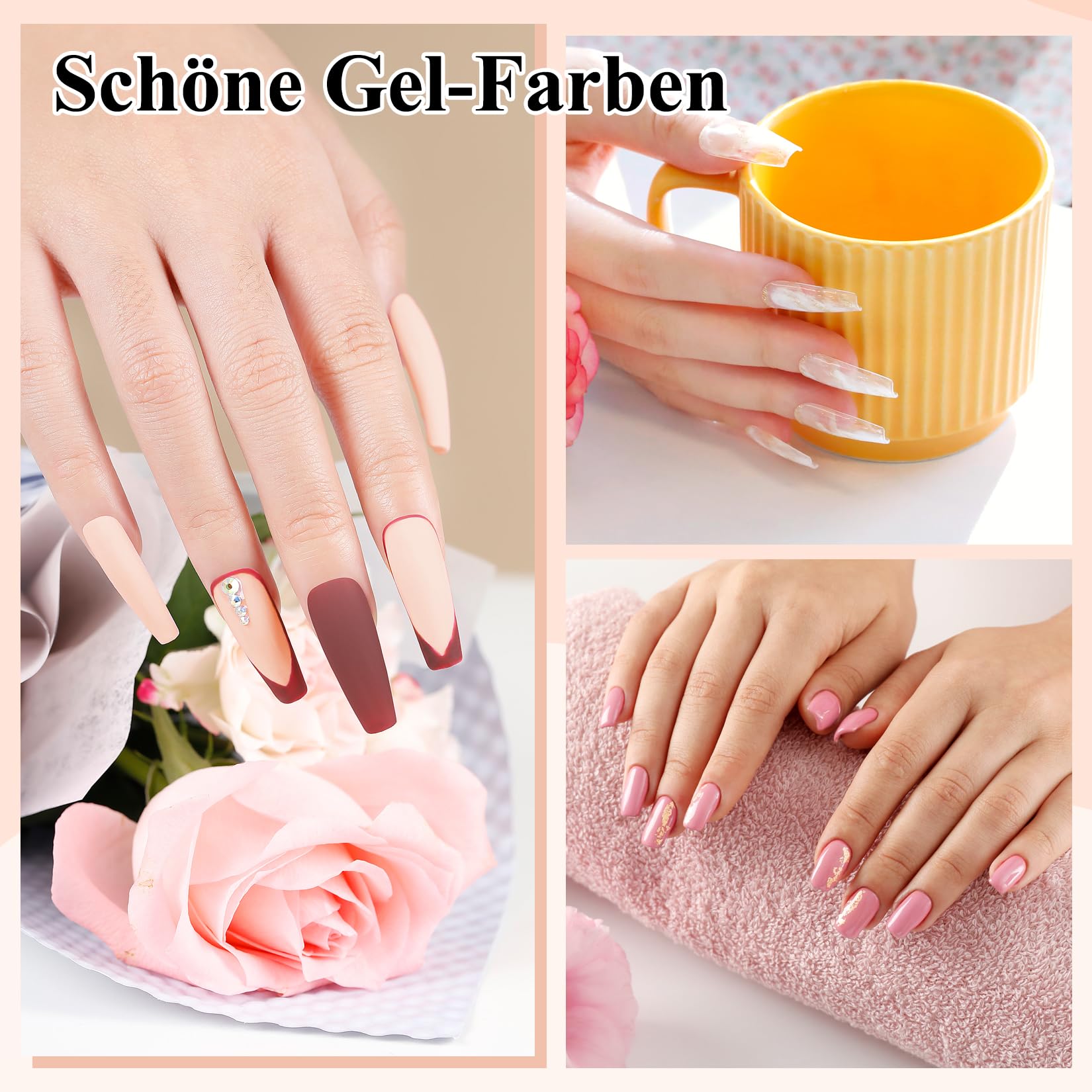 PHOENIXY Nagelset Gelnägel Starterset, 8 Farben Gel Nägel Set mit 36W U V/LED Nagellampe, Poly Nagelgel Set mit Manicure Tools Komplette Poly Nail Gel Starter Set Geschenk für Frauen
