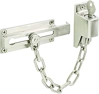 Vista 1 de Prime-Line U 11093 - Protector de puerta con cadena con llave, 3-1/4 pulgadas, construcción de acero y fundido, acabado niquelado satinado