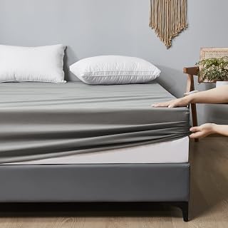 WenBags Waterproof Fitted Bed Sheets, Mattress Protector for Home & Hospital Care Beds, Soft Hospital Bed Sheets with Elastic All Around (1, Gray, Twin)