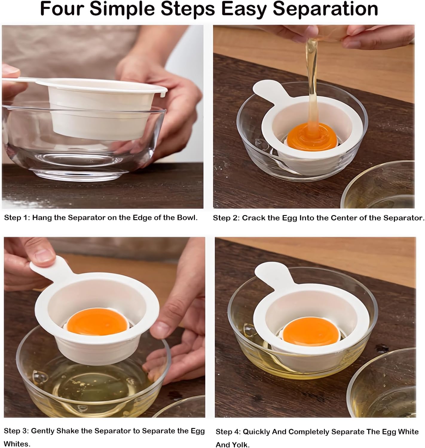 Egg Separator for Raw Eggs - BPA-Free Kitchen Tool for Baking, Splatter-Free Egg White and Yolk Separator for Cakes, Breads, Pastries, Durable PP Design (1-Piece)