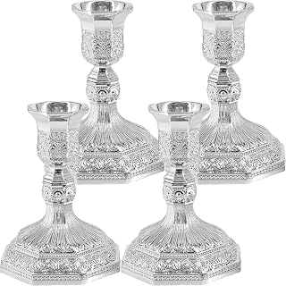 The Dreidel Company Shabbat Candlesticks Candle Holders Silver Plated, 2 Candlesticks Set Style 2 (2 Sets)