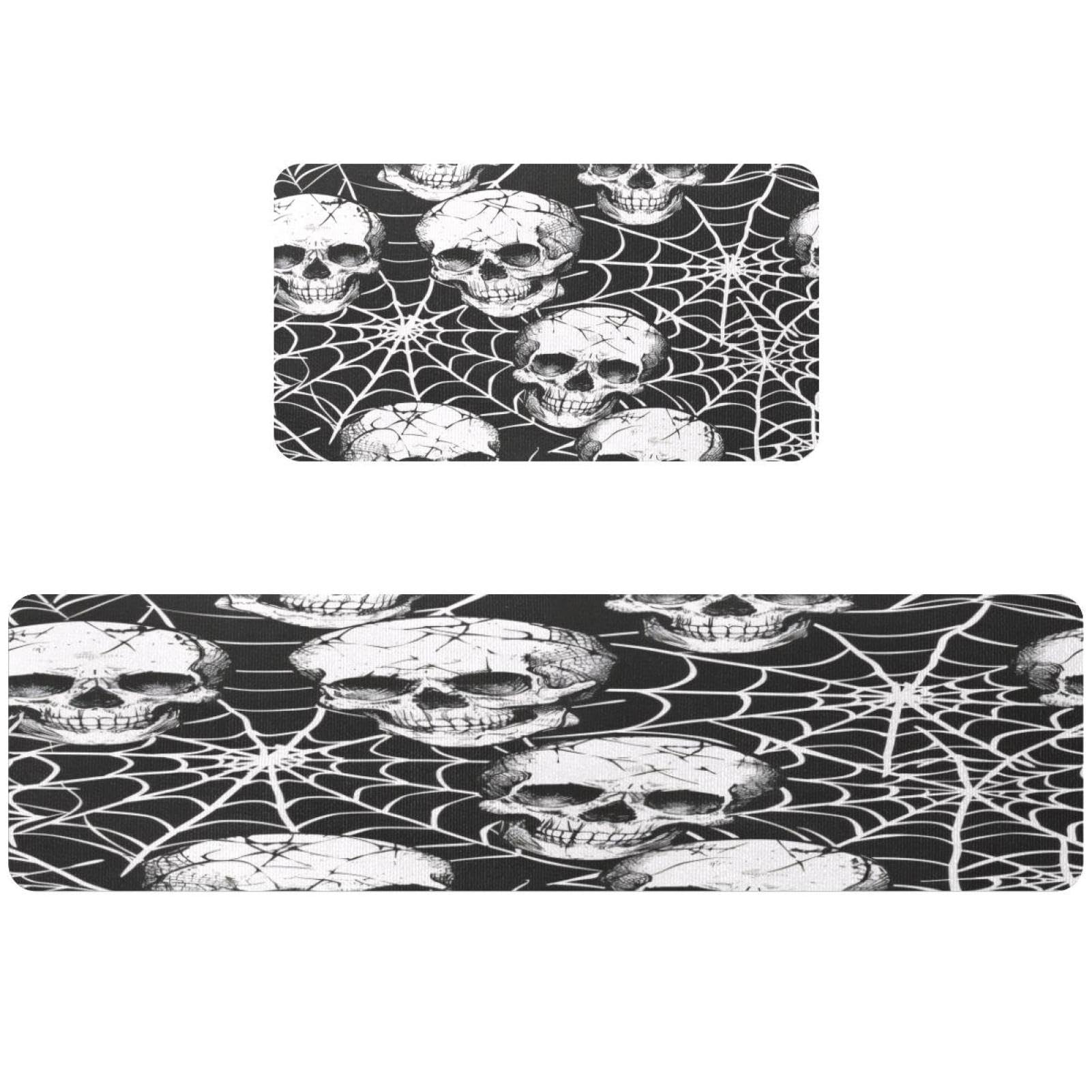 Alfombra absorbente lavable para cocina y pasillo con base antideslizante VAPOKF de calaveras