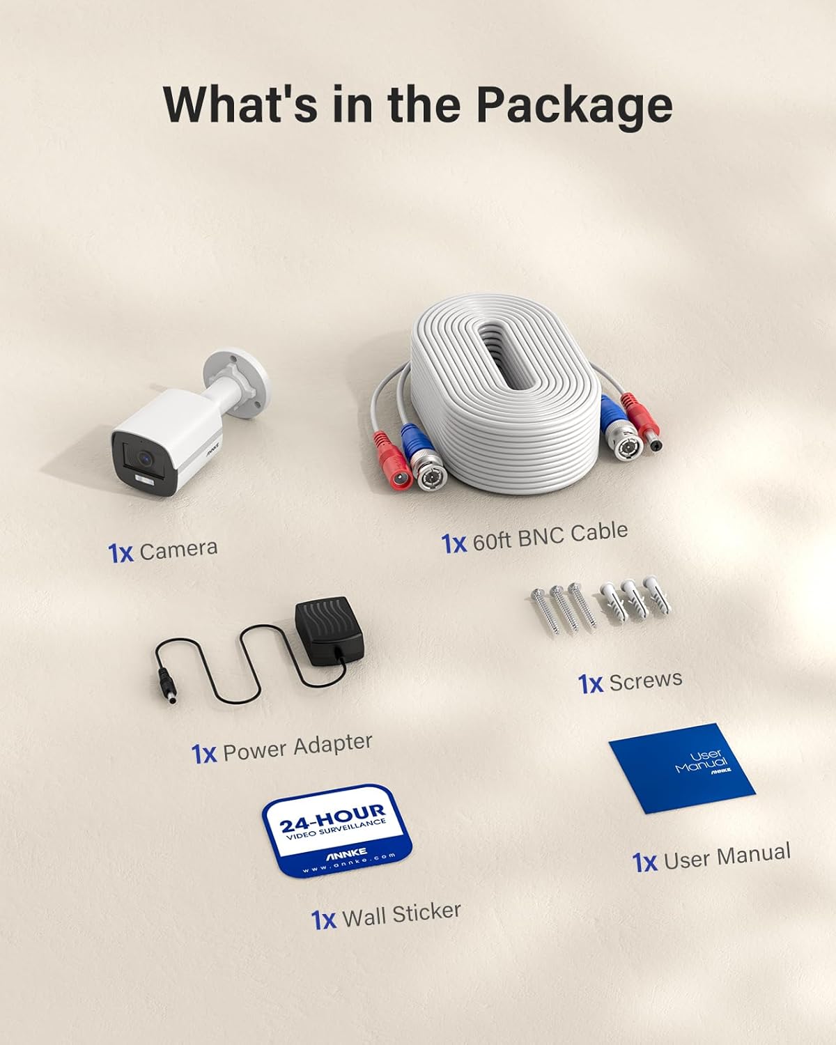 Package Contents of ANNKE 3K Bullet Security Camera