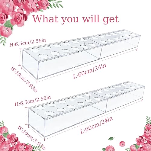 Miniatura 3 de 4 jarrones de acrílico con 12 agujeros, jarrones modernos de acrílico transparente, centro de mesa rectangular floral para mesa de comedor, florero