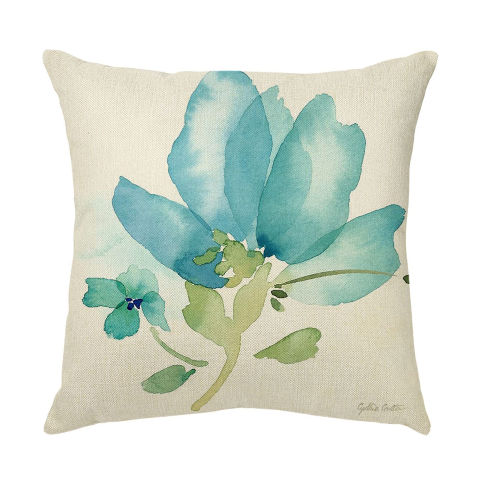 4 Piezas Funda de Almohada Flor Azul Fundas de Cojín Terciopelo Sencillo y Decorativo para Sofá Camas Dormitorio Coche Lino Cojines Throw Pillow Covers 80x80cm/32x32 Inch