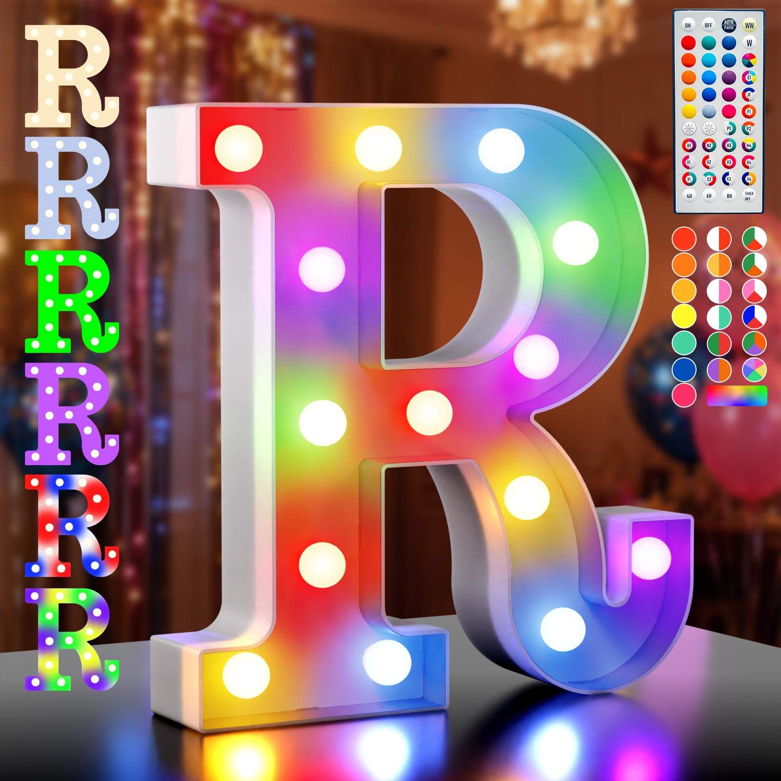 Ledido 35 Color Changing Light up Letter - LED Light Up Marquee Letters Sign for Birthday Decoration Gifts, LED Letter Lights for Wedding Anniversary Grad Home Bedroom Party Decor,Letter R â image 1