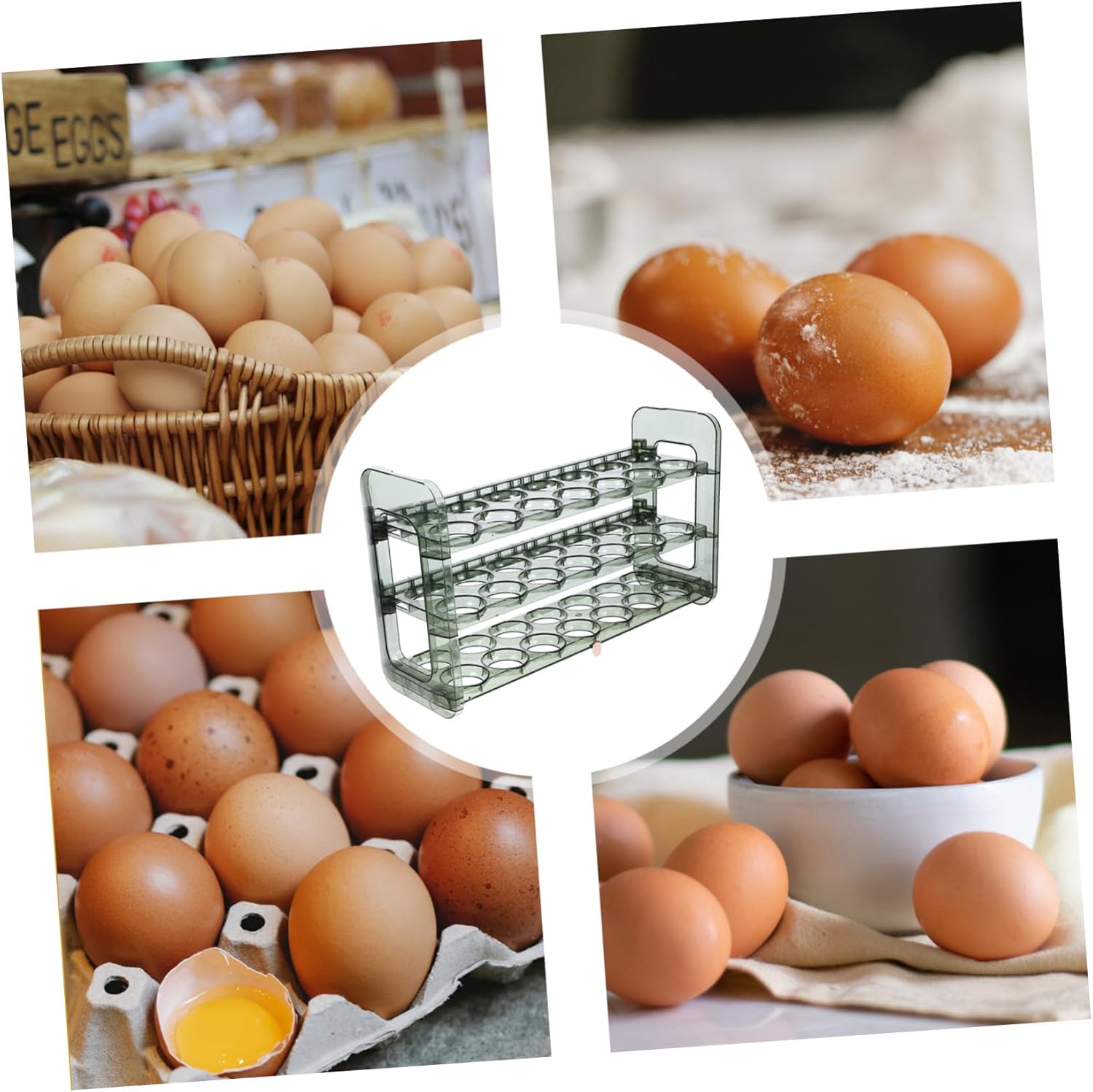 POPETPOP Storage Rack for Refrigerator Multi-grid Preservation -saving Design for Easy Access for Kitchen Organization