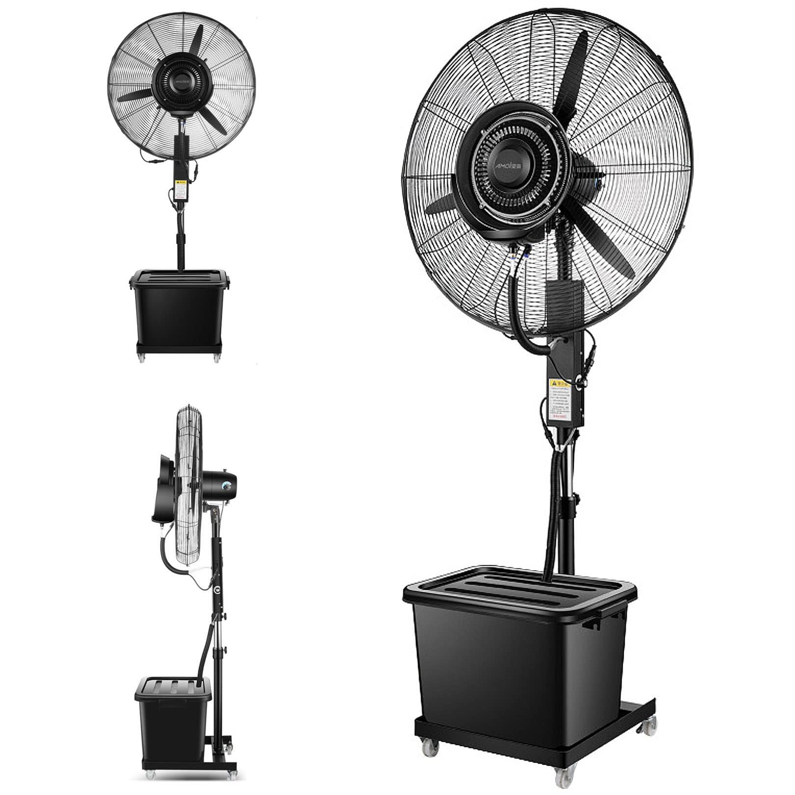 JKJZSALJ Outdoor Misting Pedestal Fan,90°Oscillating Waterproof Spray Cooling Fan With Mist,Height Adjustable Misters Fan For Patio,Garage