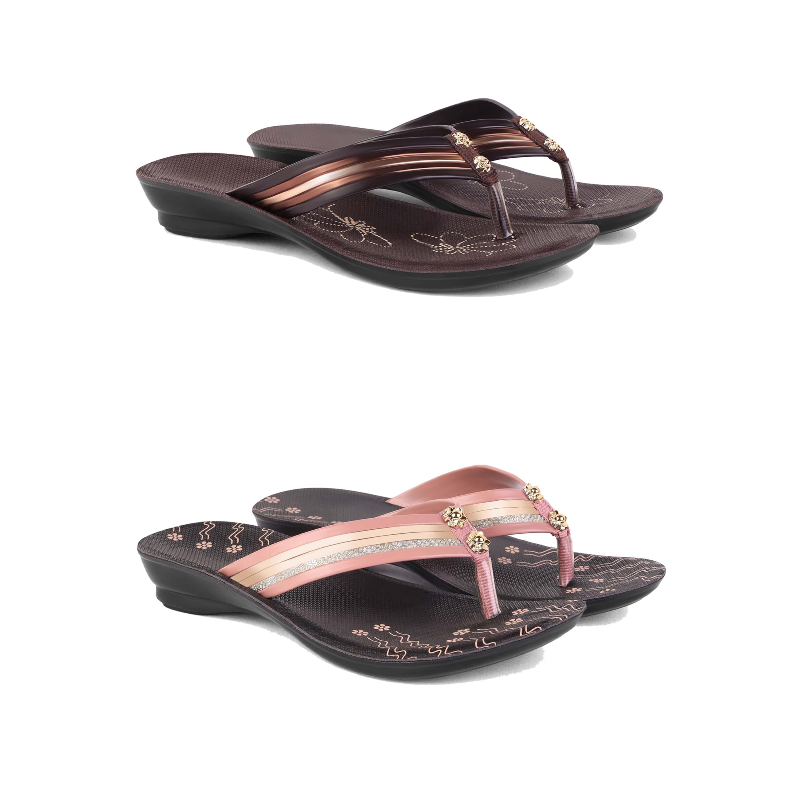DRACKFOOT Women's Sandals | Lightweight Wear| Stylish & Easy to Wear For Women'S GR-SAN-(2-COMBO)-1955-1956-image-12