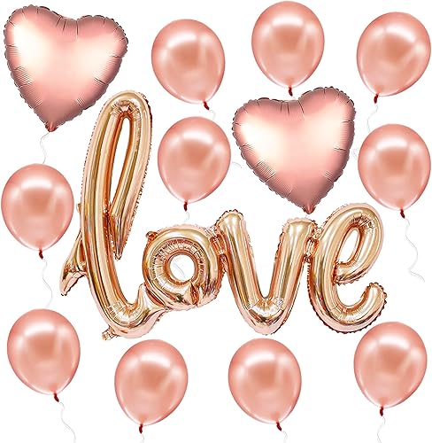 Miniatura 3 de KatchOn, Globos rojos y blancos para San Valentín, paquete de 54, globos de amor de oro rosa, globos de San Valentín para decoraciones del día de