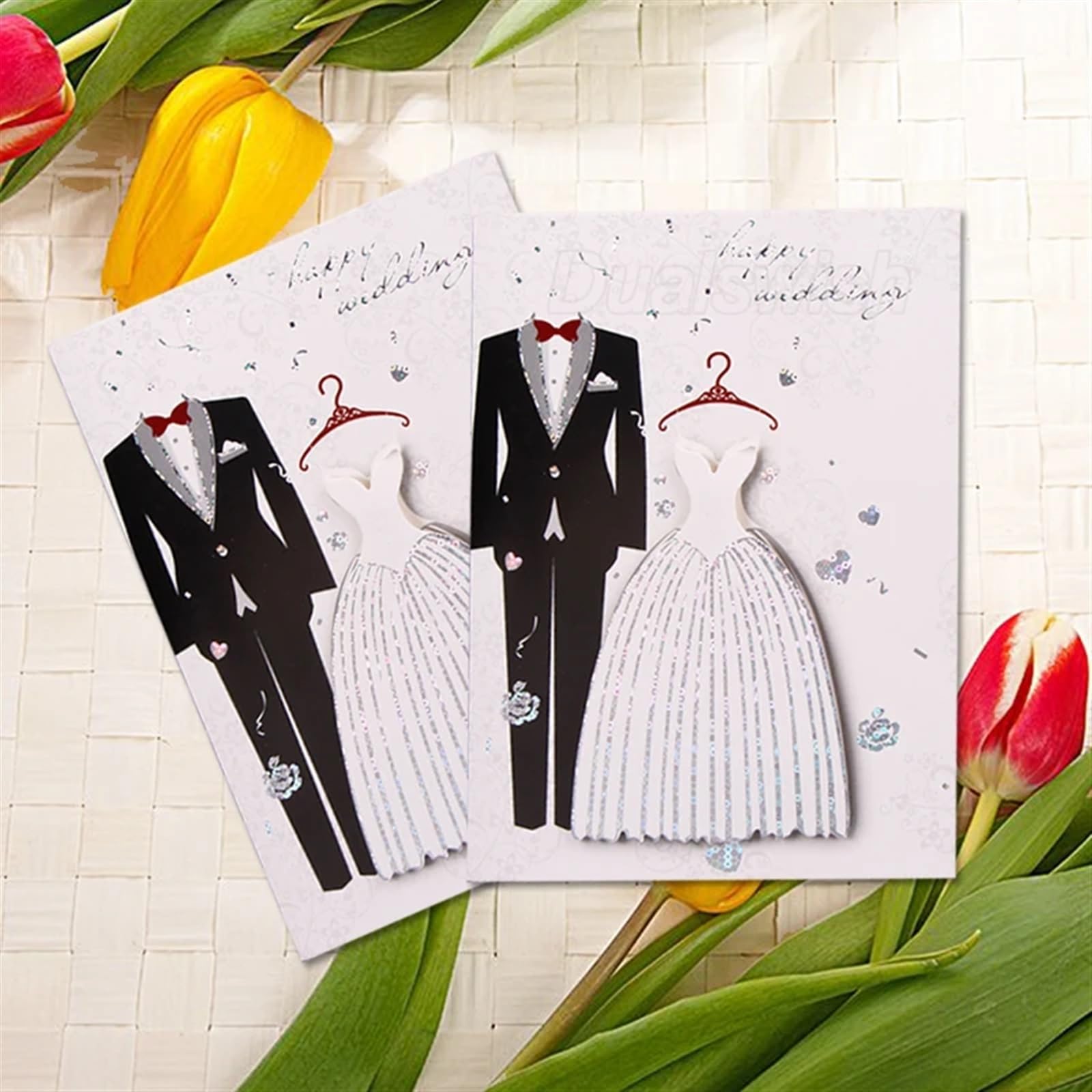 Invitation de mariage faite à la main, Lot de 6 invitations de mariage élégantes avec enveloppes for marié et mariée de style occidental, fournitures de fête for mariage, fiançailles, anniversaire