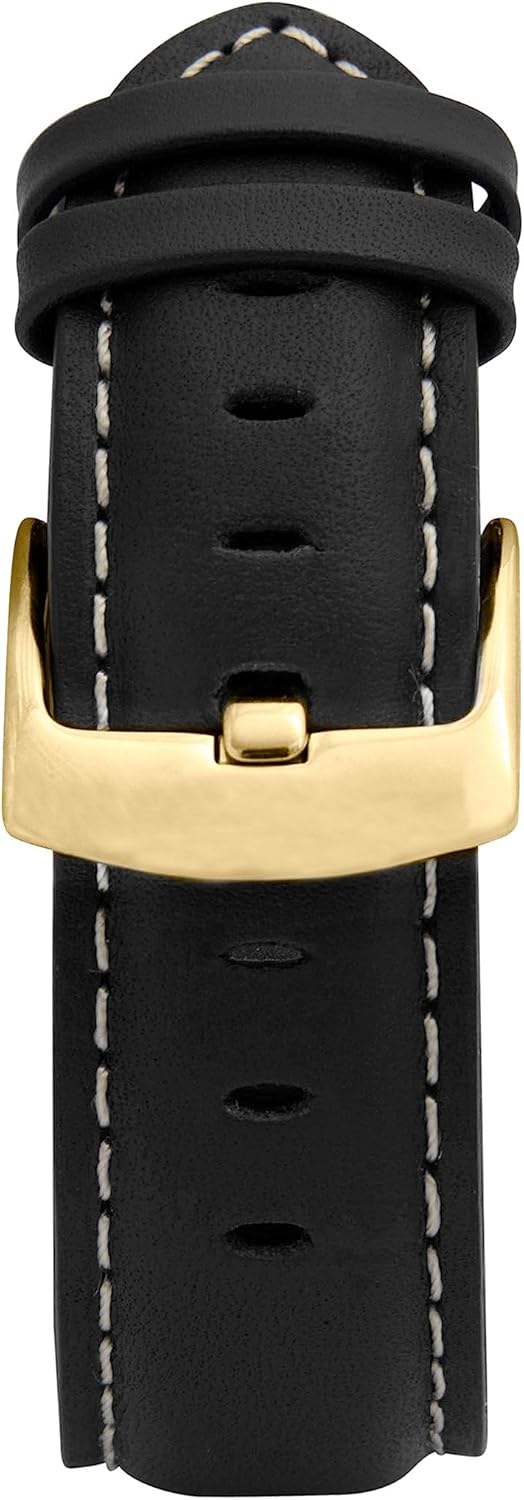 Bandini Mens Classic Leather Band for Apple Watch Band 46mm 45mm 42mm 44mm 41mm 40mm 38mm 49mm & Ultra 1 & 2, fits Apple Watch Series 11 10 9 8 7 6 5 4 3 SE, Extra Long XL, Black/Stitch/Gold